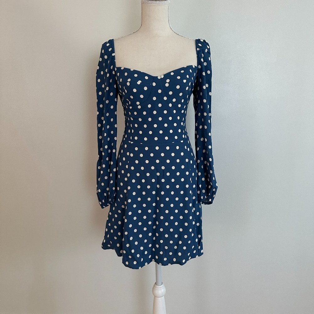 Blue and White Reformation Mochi Dress (size 6)